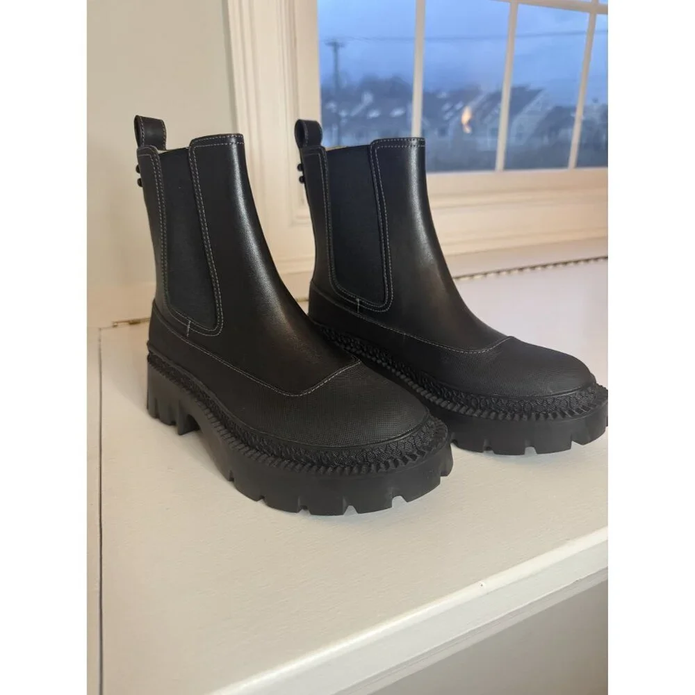 NEW Coach Jayla Chelsea Leather Ankle Platform Boots Women's US 6.5 $275 [jb]